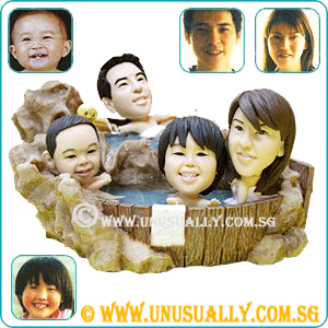 Custom Family Of 4 Soaking In Hot Spa Pool Lovely Figurines
